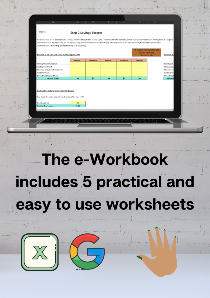 The e-Workbook includes 5 practical worksheets